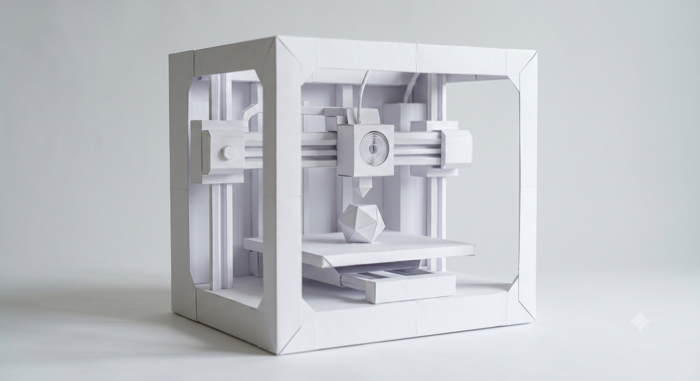 A desktop 3D printer folded entirely from paper